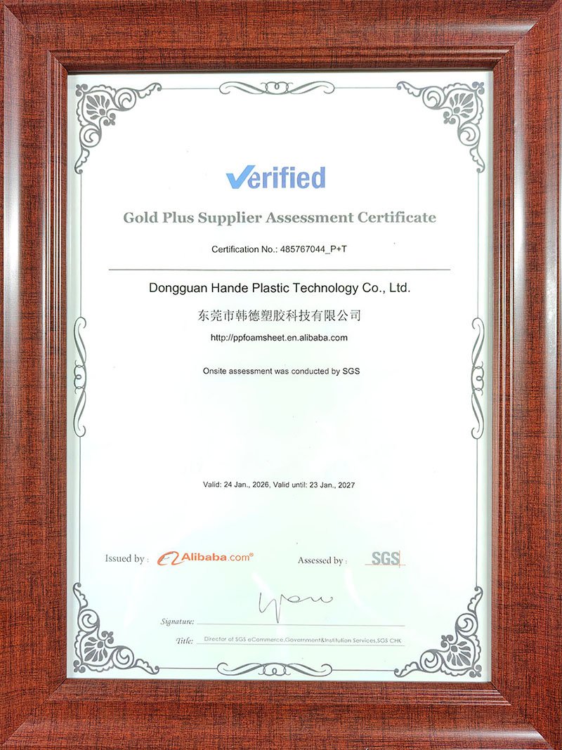 Alibaba Gold Plus Supplier Assessment Certificate — Foamgrid SGS 2026-2027