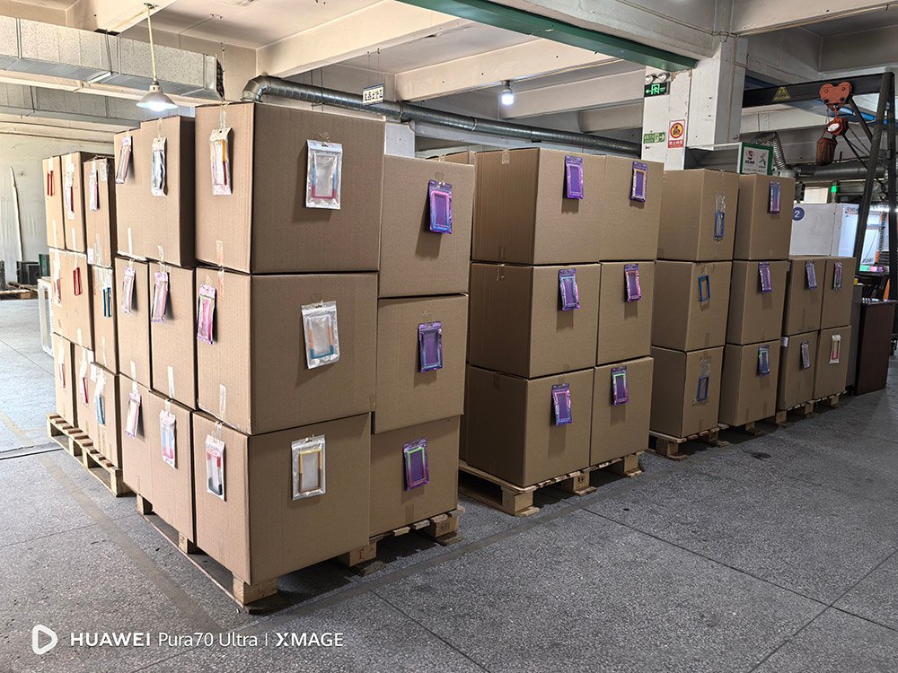 Foamgrid finished-goods warehouse with pallets ready for direct-to-FBA shipping